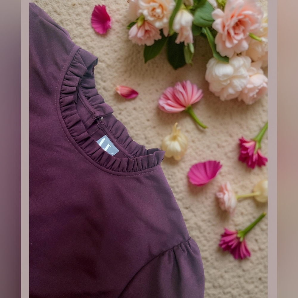 NWOT Ruffle Plum Long Sleeve Top